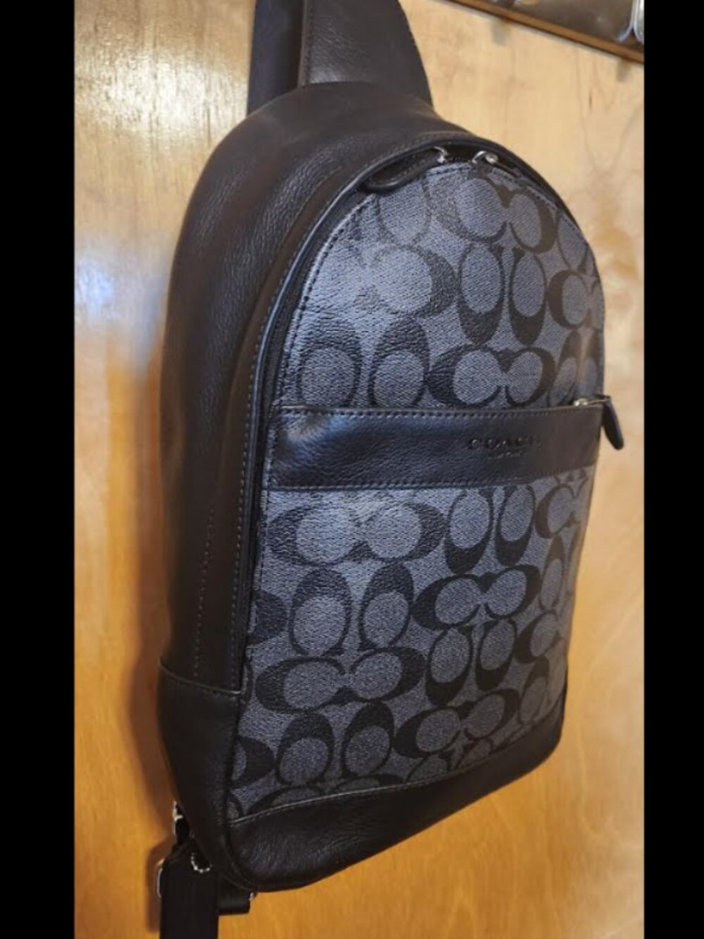 Coach Signature Leather/PVC 500 - Black/Gray - Sling/Crossbody Bag